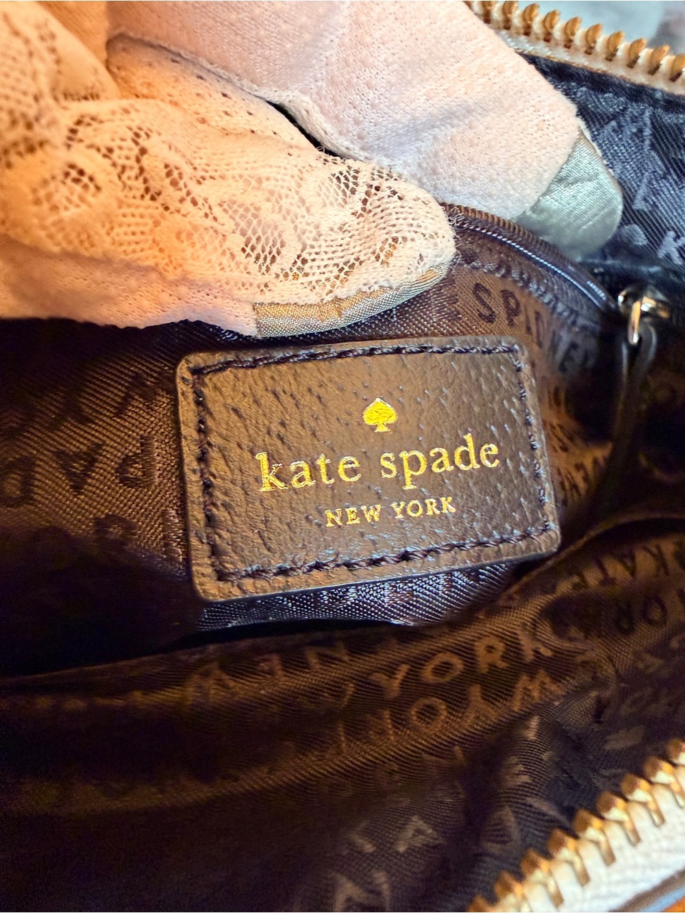 Kate Spade Grove Street Rima Leather Crossbody in Black & Cement w/Gold-Tone - Picture 10 of 16